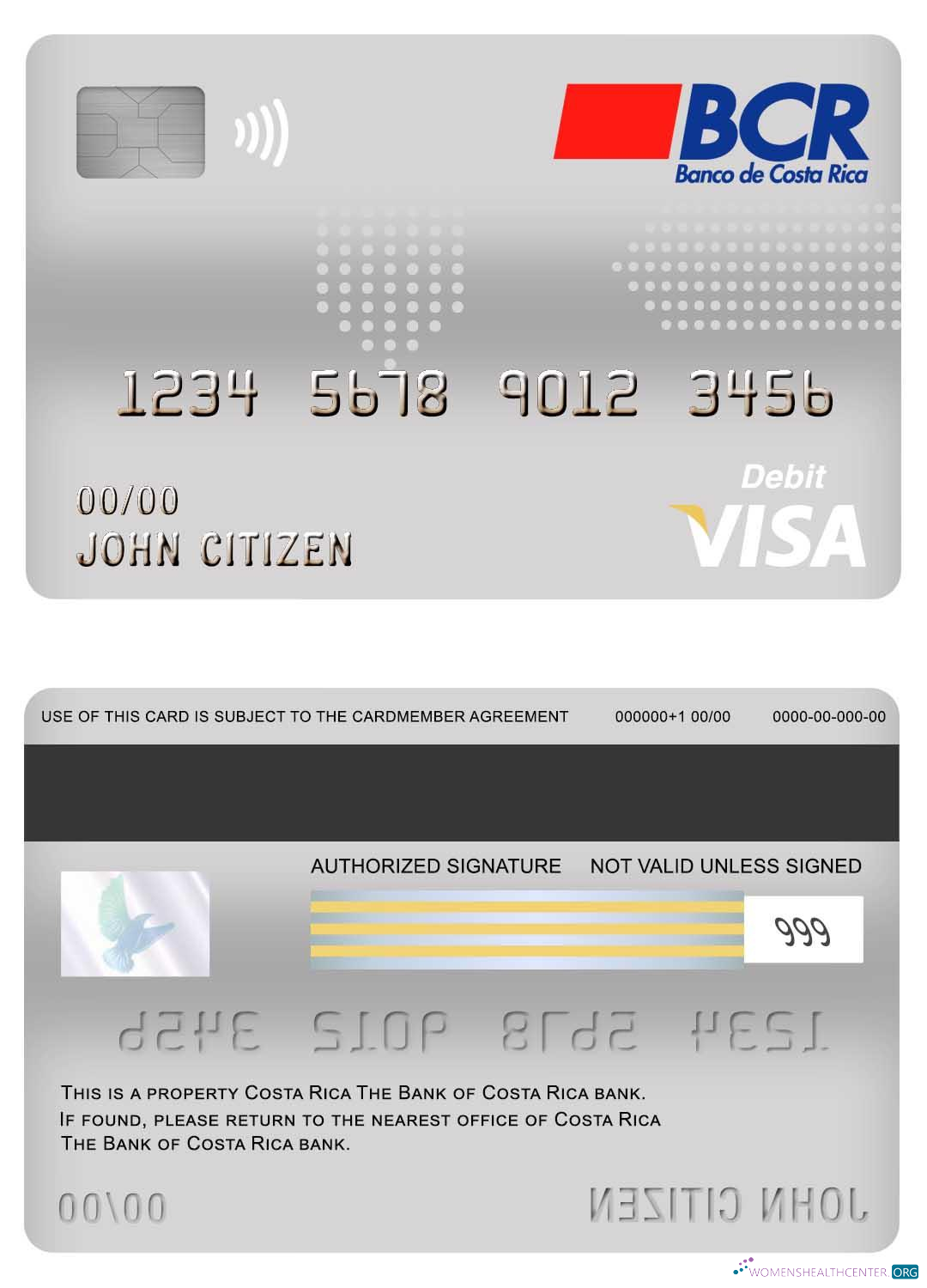 Download Costa Rica The Bank of Costa Rica bank visa debit card Photoshop template